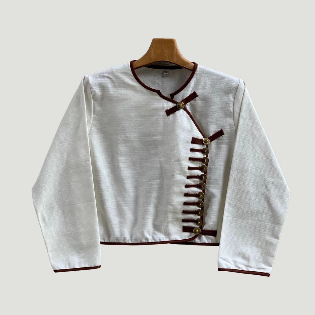 Thai Lanna Blouse - Thai Traditional Cotton Top - Thai Shirt - Cotton Shirt -Chest 36"-46" - Available Four Colors