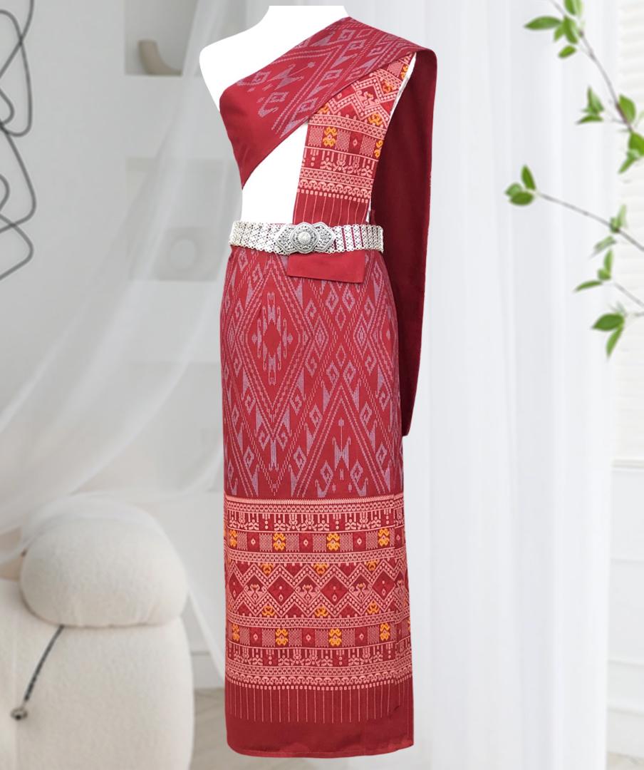 Set Thai Salong+Sabai - Cotton Salong - Free Size -Asian Salong - Lanna Style