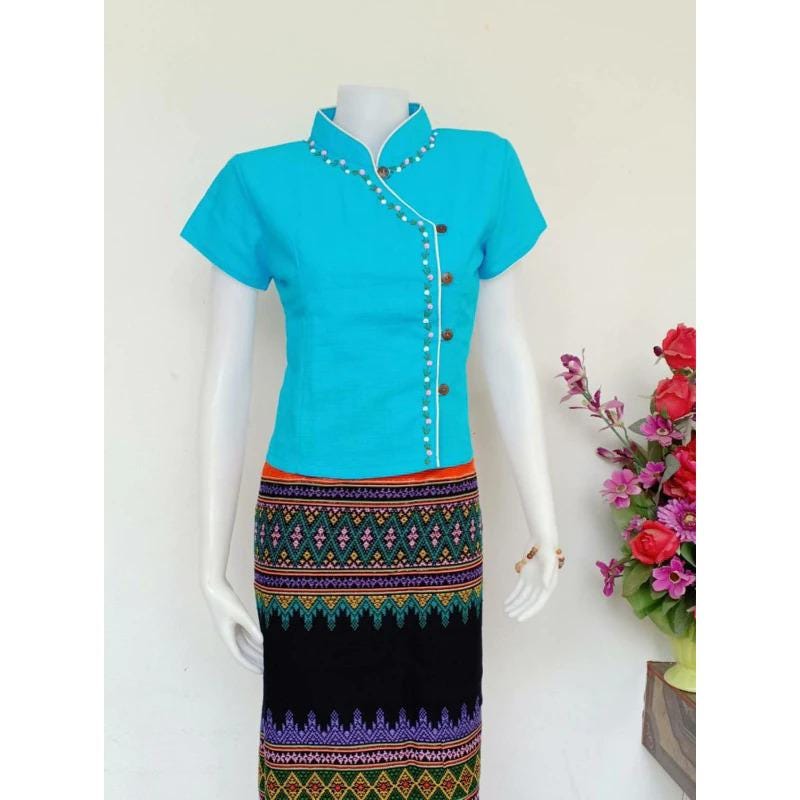 Plus Size Thai Lanna Blouse - Thai Traditional Cotton Top - Thai Shirt - Cotton Shirt -Chest 44"-52"