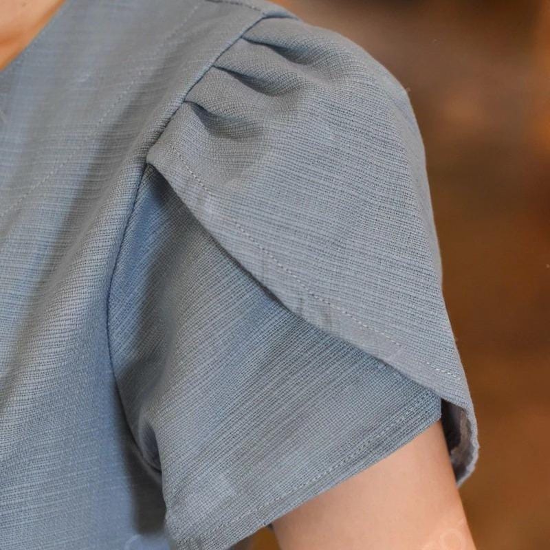 Thai Lanna Blouse - Thai Traditional Cotton Top - Thai Shirt - Cotton Shirt -Chest 34"-44"