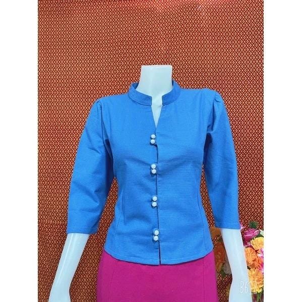 Thai Lanna Blouse - Thai Traditional Cotton Top - Thai Shirt - Cotton Shirt -Chest 36"-42"