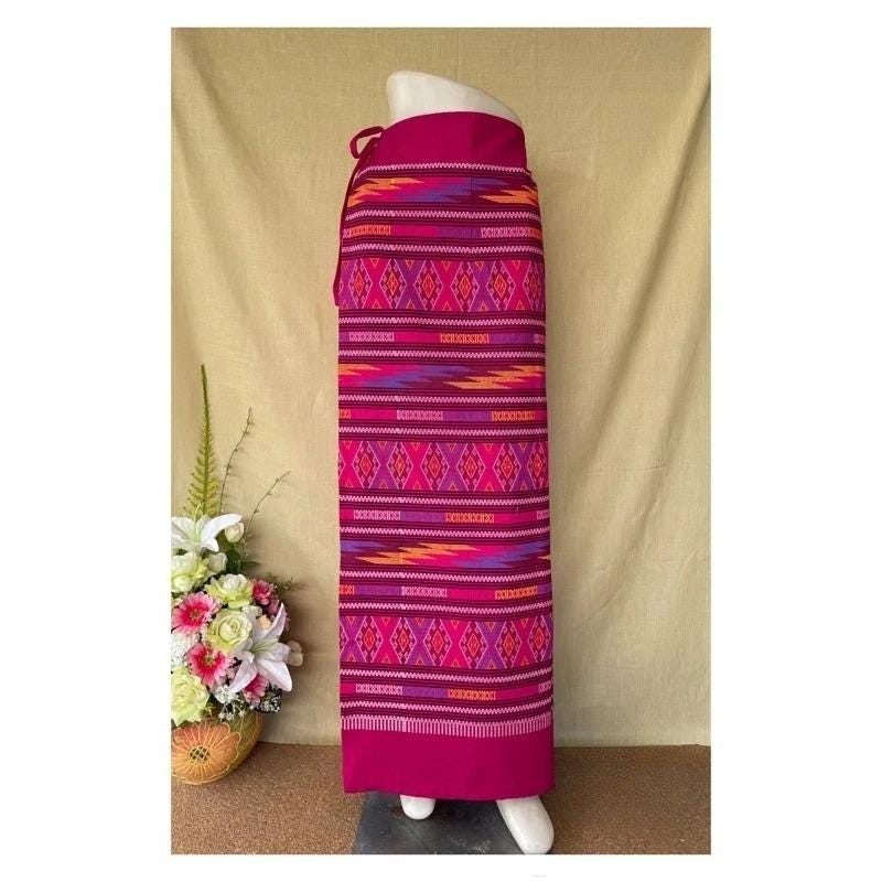 Thai Sarong Lanna Style - Thai, Laos Traditional Clothing - Cotton Sarong - Vintage Clothes