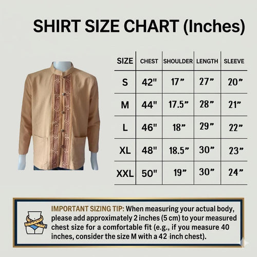 Chest 44"-48" - Men’s Lanna Cotton Shirt – Thai Style Mandarin Collar Shirt | Traditional Northern Thailand Fashion |