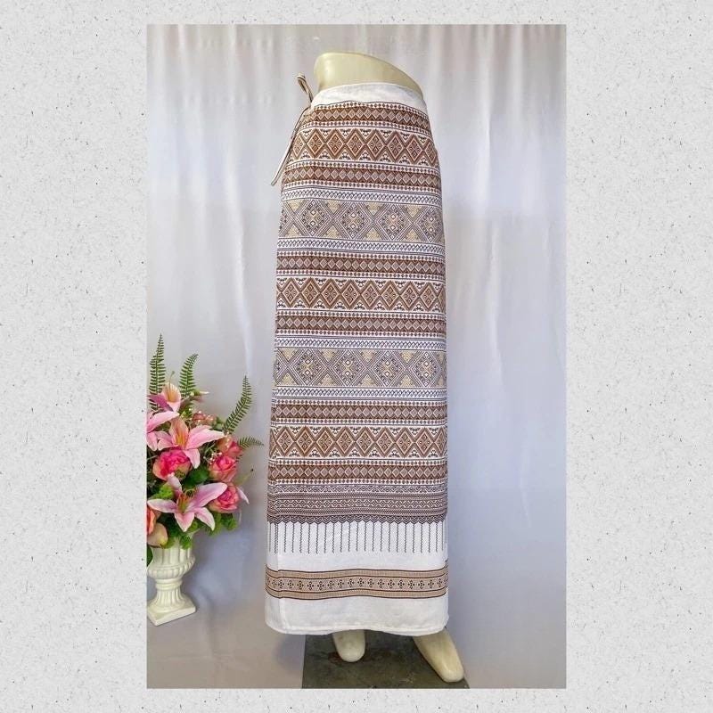 Thai Sarong Lanna Style - Thai, Laos Traditional Clothing - Cotton Sarong - Vintage Clothes