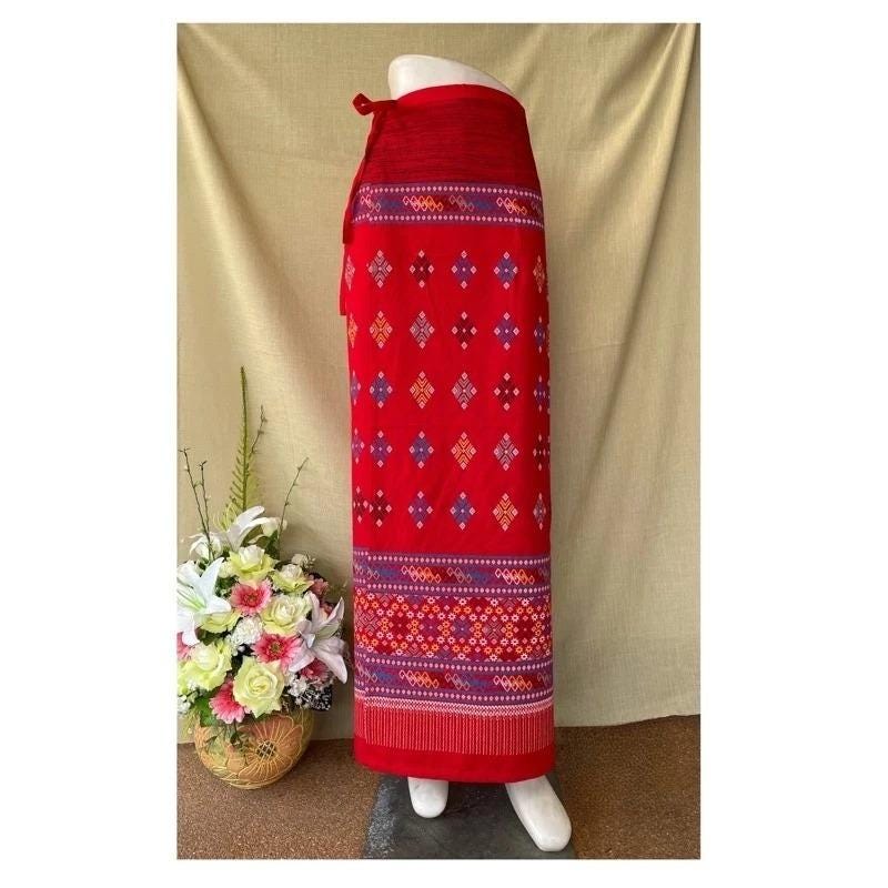 Thai Sarong Lanna Style - Thai, Laos Traditional Clothing - Cotton Sarong - Vintage Clothes