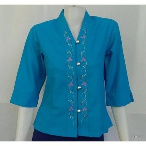 Thai Lanna Blouse - Thai Traditional Cotton Top - Thai Shirt - Cotton Shirt -Chest 36"-44"