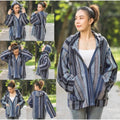 Chest 48" - Handwoven Naka Hooded Jacket – Warm Ethnic Cotton Coat | Free Size Boho Winter Hoodie with Front Zip & Pockets