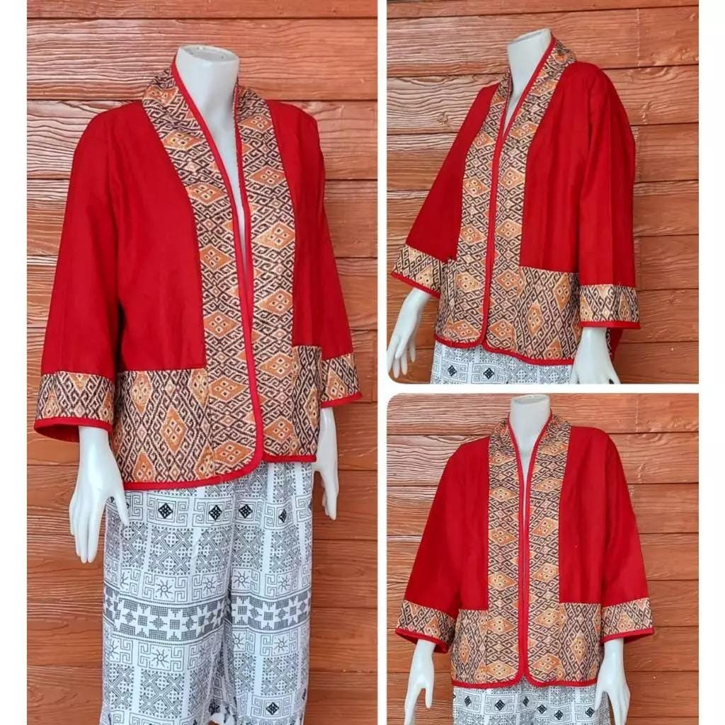 Chest 50" - Thai Lanna Cotton Jacket - Thai Traditional Cotton Top - Cotton Shirt