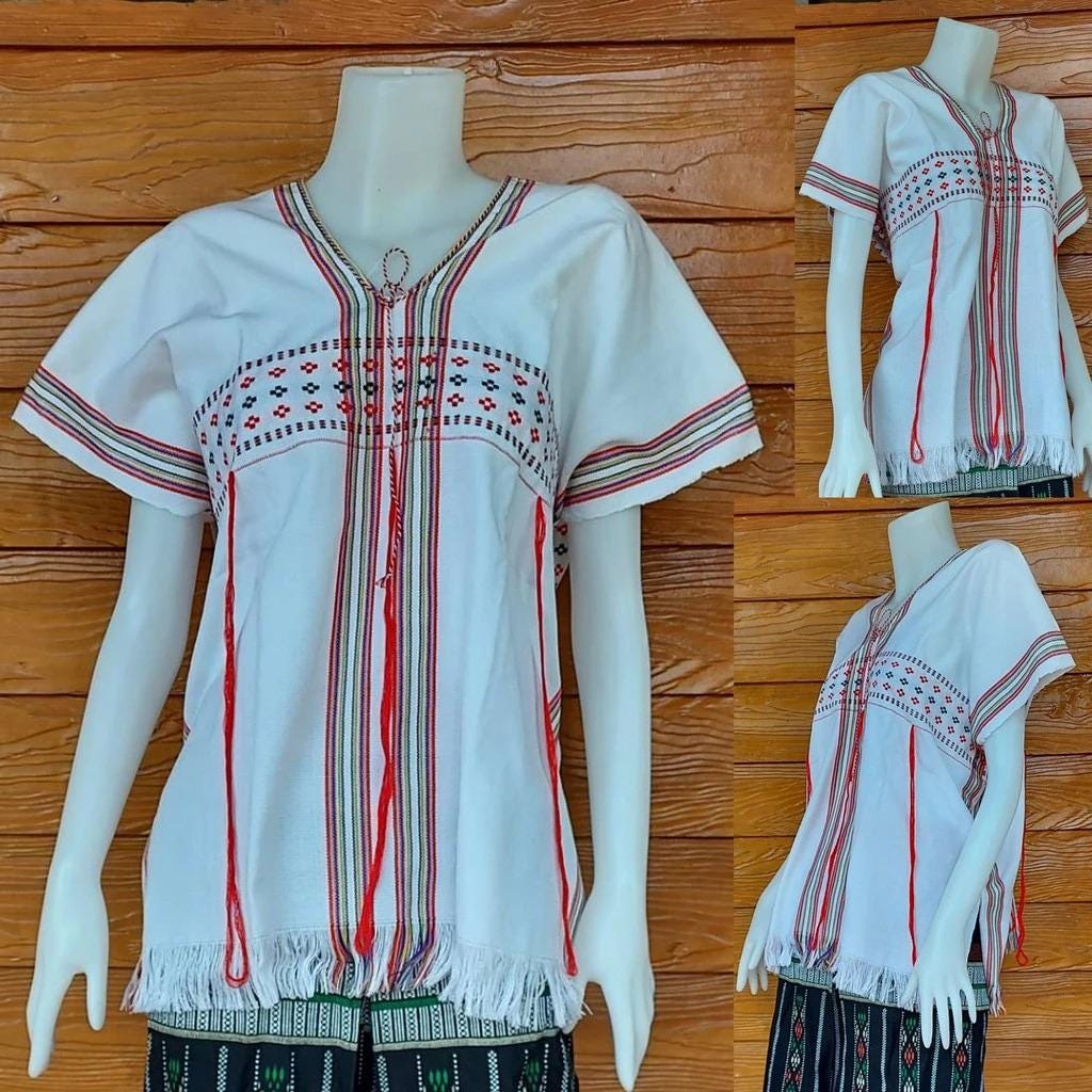 Chest 50" - Karen Shirt + Handmade + Cotton + Ethnic / Tribal + Boho / Hill Tribe
