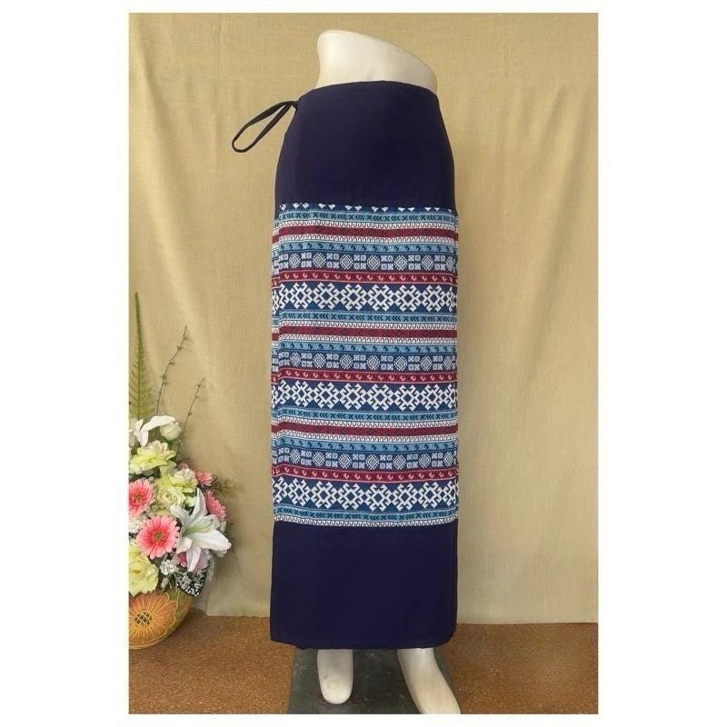 Thai Sarong Lanna Style - Thai, Laos Traditional Clothing - Cotton Sarong - Vintage Clothes