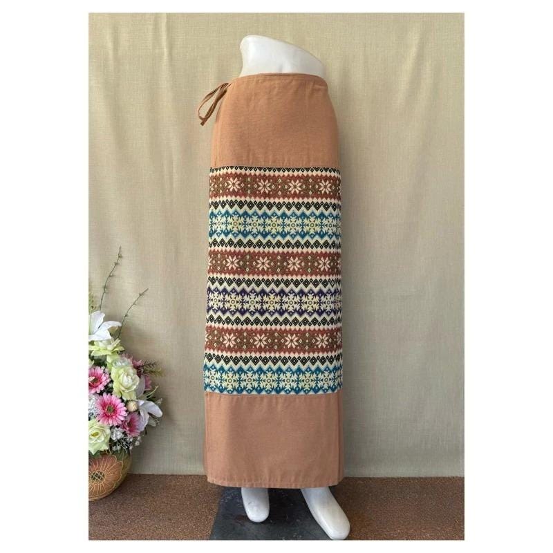 Thai Sarong Lanna Style - Thai, Laos Traditional Clothing - Cotton Sarong - Vintage Clothes
