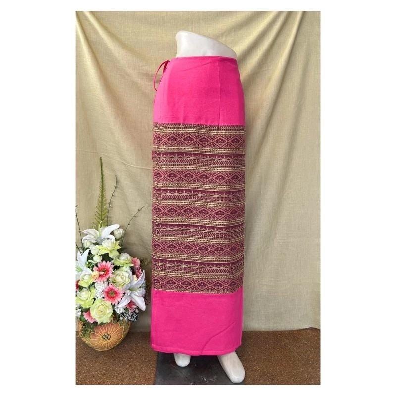 Thai Sarong Lanna Style - Thai, Laos Traditional Clothing - Cotton Sarong - Vintage Clothes