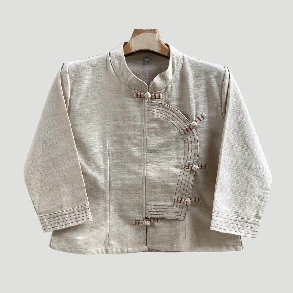 Thai Lanna Blouse - Thai Traditional Cotton Top - Thai Shirt - Cotton Shirt -Chest 36"-44" - Available Nine Colors