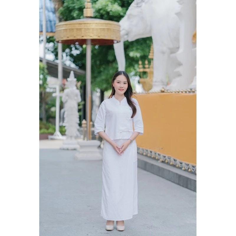 Thai Lanna Dress - Set 2 Pieces - Top+Skort - Thai Traditional Cotton Dress - Cotton Shirt -Chest 36"-42"
