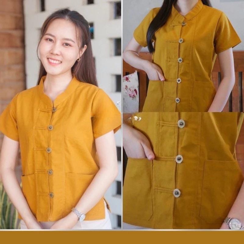 Thai Lanna Blouse - Thai Traditional Cotton Top - Thai Shirt - Cotton Shirt -Chest 36-42"”
