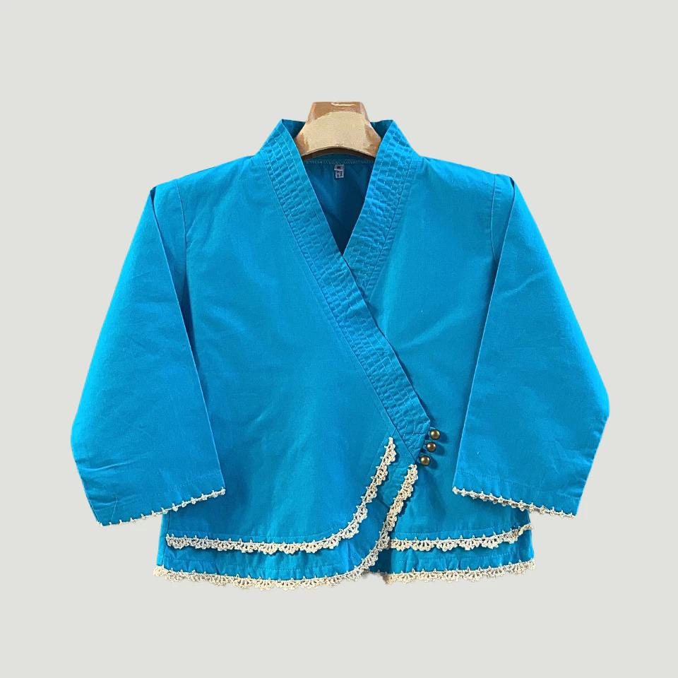 Thai Lanna Blouse - Thai Traditional Cotton Top - Thai Shirt - Cotton Shirt -Chest 34"-42" - Available Six Colors