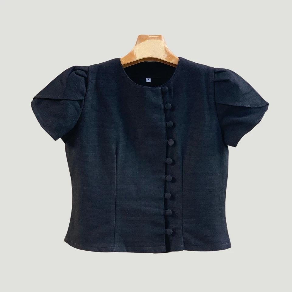 Thai Lanna Blouse - Thai Traditional Cotton Top - Thai Shirt - Cotton Shirt -Chest 34"-46" - Available Nine Colors