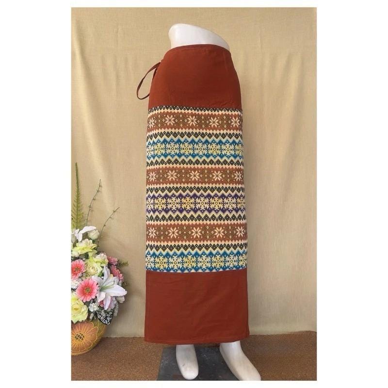 Thai Sarong Lanna Style - Thai, Laos Traditional Clothing - Cotton Sarong - Vintage Clothes