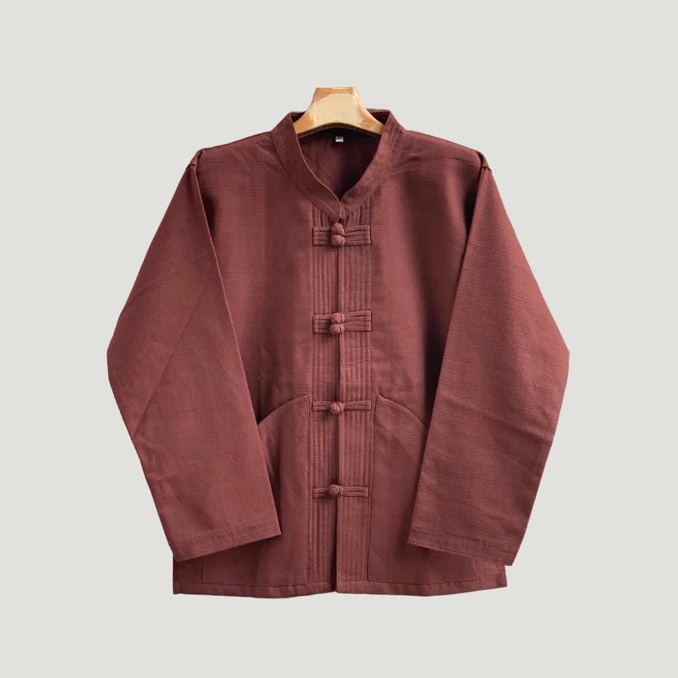 Men’s Lanna Cotton Shirt – Thai Style Mandarin Collar Shirt | Traditional Northern Thailand Fashion | Available Six Colors