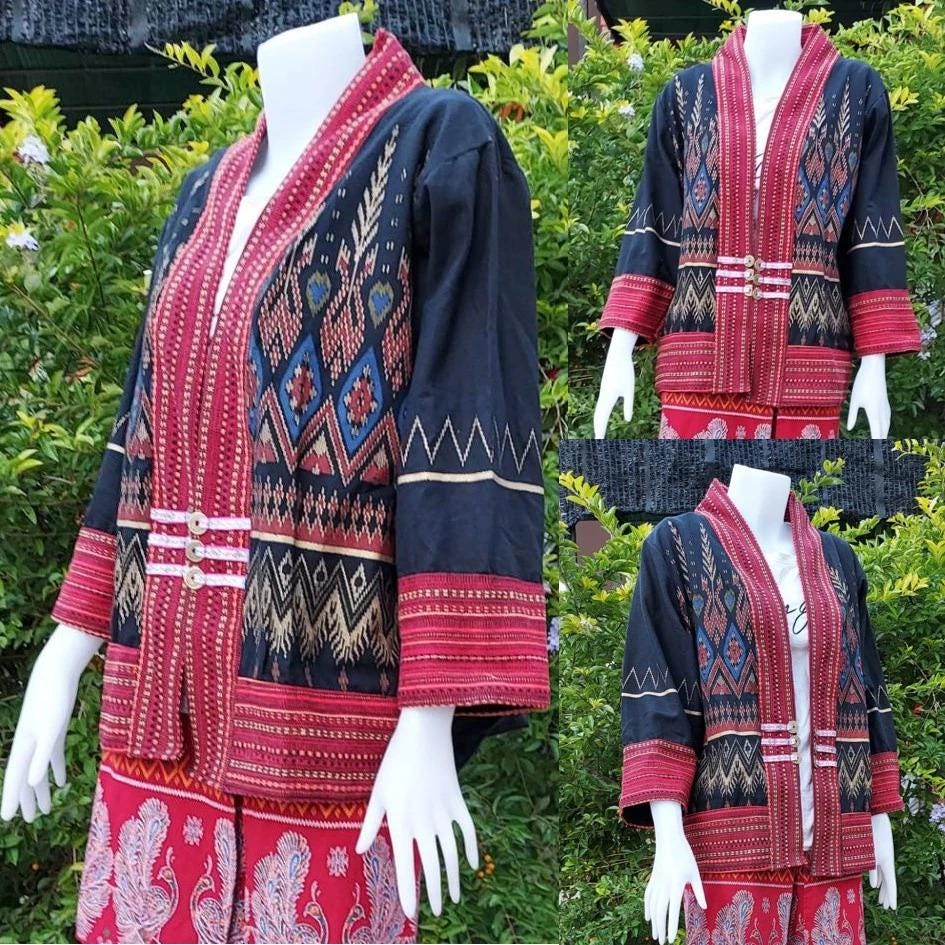 Chest 50" - Thai Lanna Cotton Jacket - Thai Traditional Cotton Top - Cotton Shirt