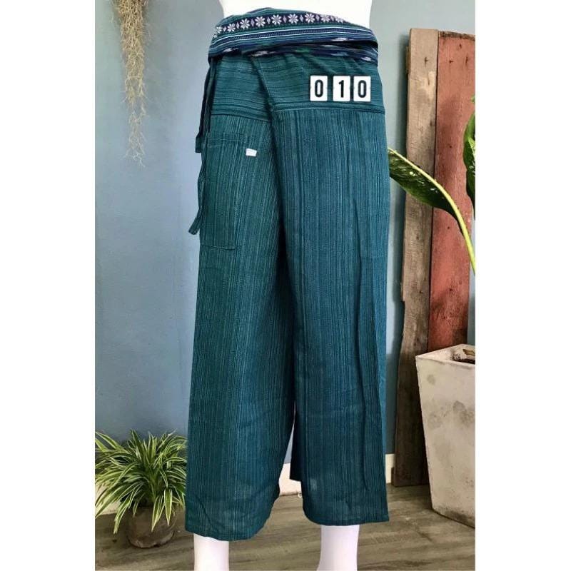 Long Thai Fisherman Pants - Traditional Thai Wrap Pants - Yoga Pants - Unisex Thai Fisherman Pants - From Northern Thailand
