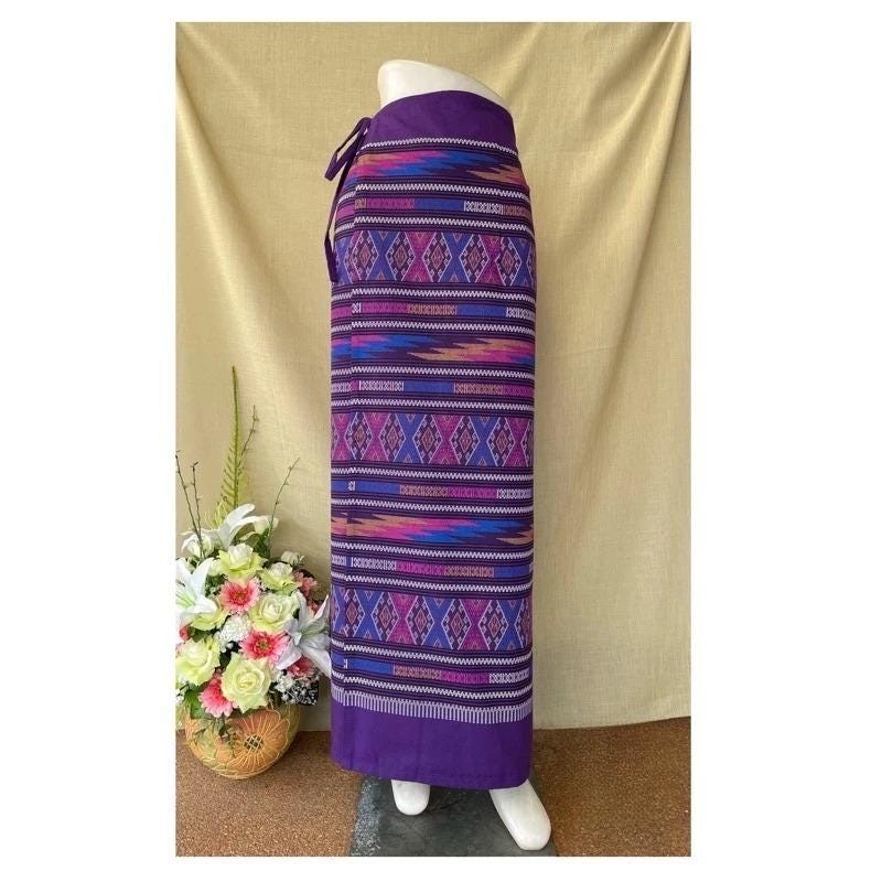 Thai Sarong Lanna Style - Thai, Laos Traditional Clothing - Cotton Sarong - Vintage Clothes