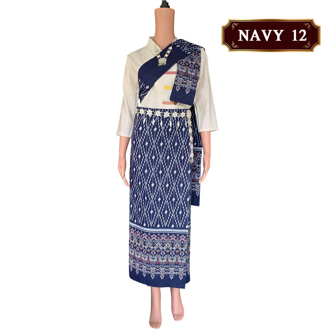 Set Thai Salong+Sabai - Cotton Salong - Free Size -Asian Salong - Lanna Style
