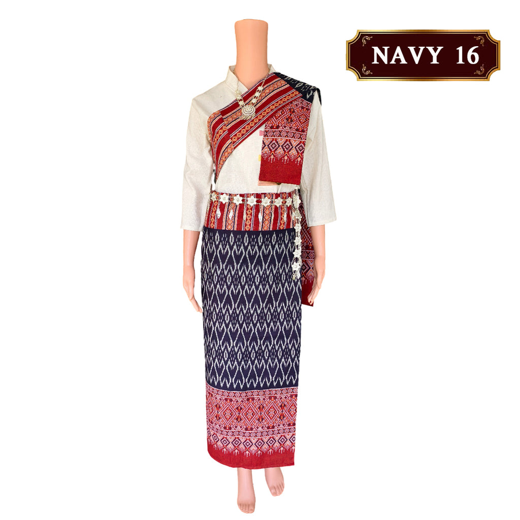 Set Thai Salong+Sabai - Cotton Salong - Free Size -Asian Salong - Lanna Style