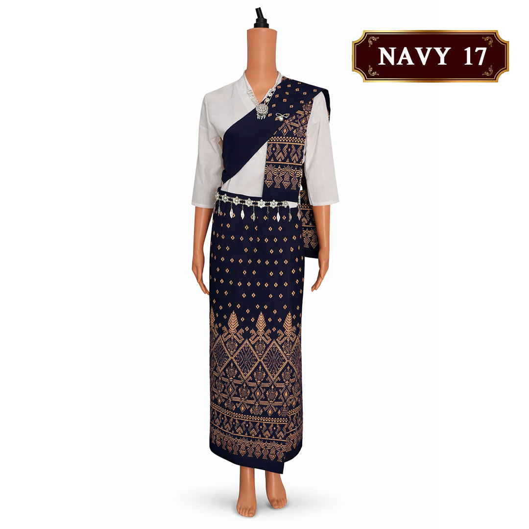Set Thai Salong+Sabai - Cotton Salong - Free Size -Asian Salong - Lanna Style