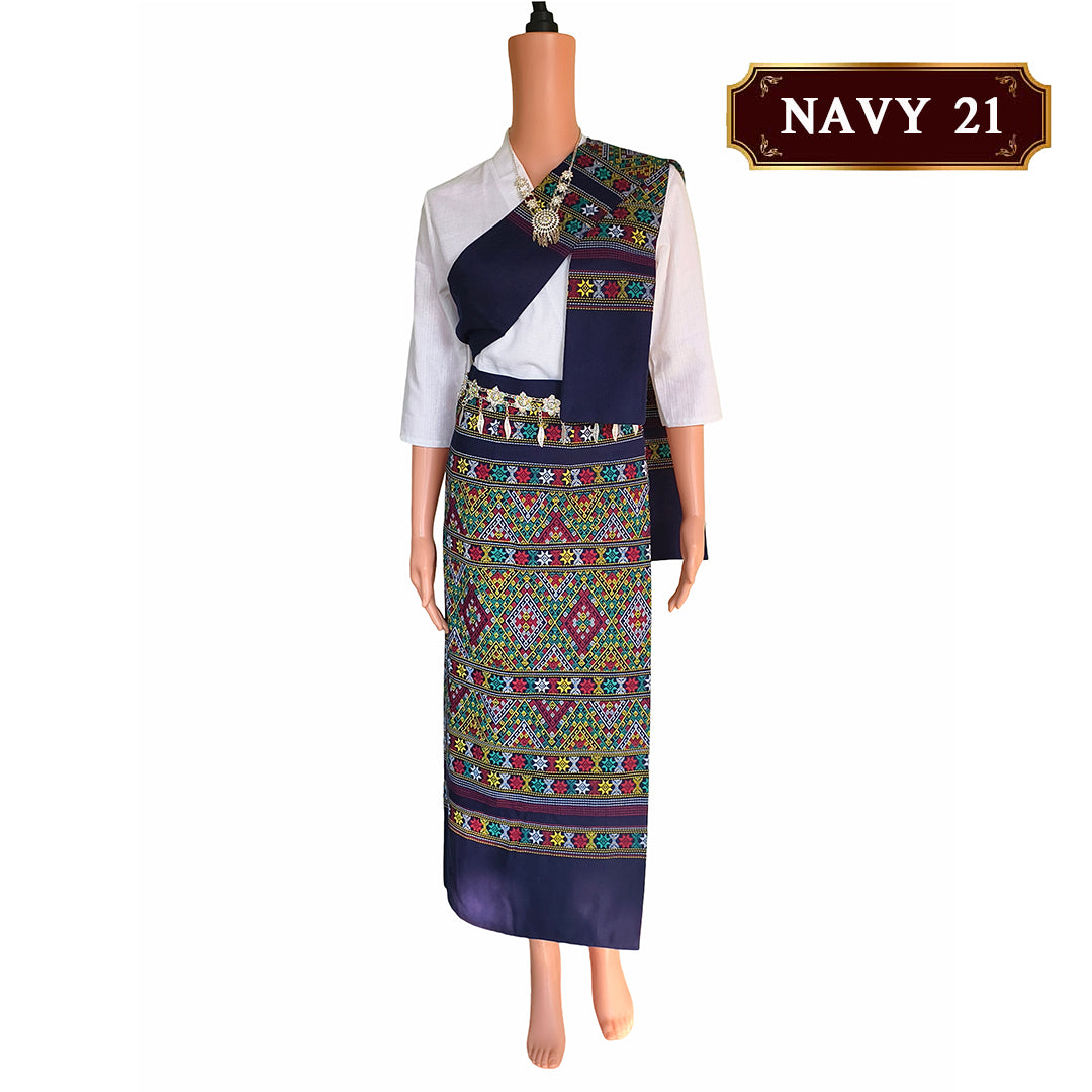 Set Thai Salong+Sabai - Cotton Salong - Free Size -Asian Salong - Lanna Style